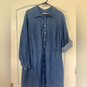 Calvin Klein Chambray Denim Drawstring Shirtdress Women’s Size 18W Plus Size